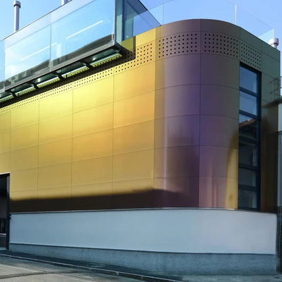 ผนังอลูมิเนียมโลหะ perforated ด้วยการ anodizing ด้านบนปลายหรือฝุ่นเคลือบสําหรับ screen curtain wall cladding